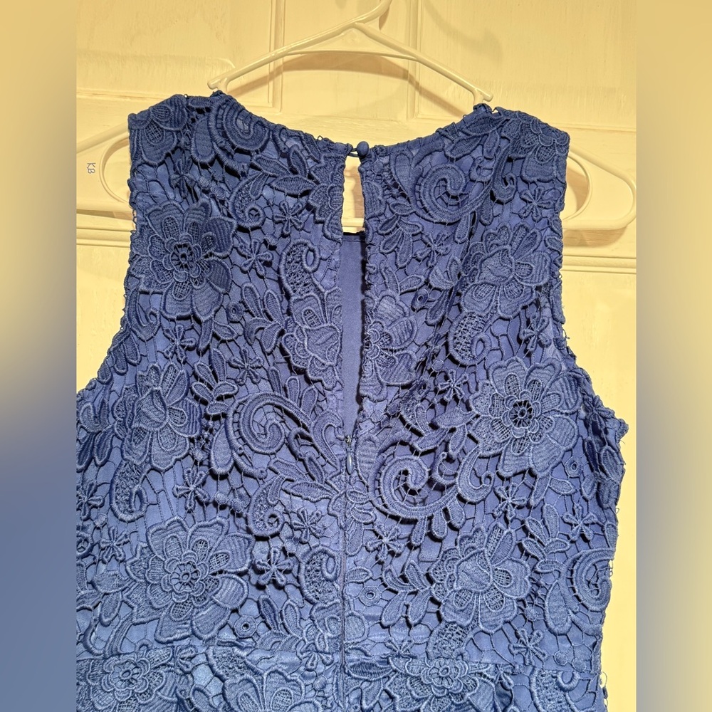 J Crew Size 6 Blue Lace Dress Sheath Sleeveless Wedding Guest Elegant - Picture 9 of 12